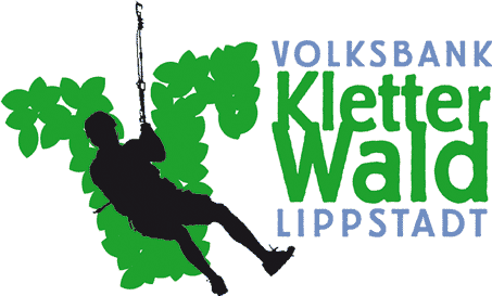 Kletterwald Lippstadt Bad Waldliesborn mit Logo vom Kletterwald der Volksbank